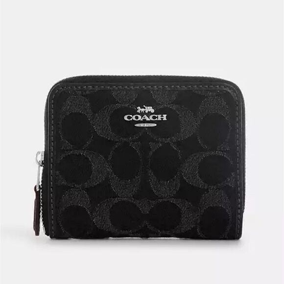 Coach Black Denim Convertible Backpack and Small Zip Around Wallet Set Silver HW - Picture 6 of 12